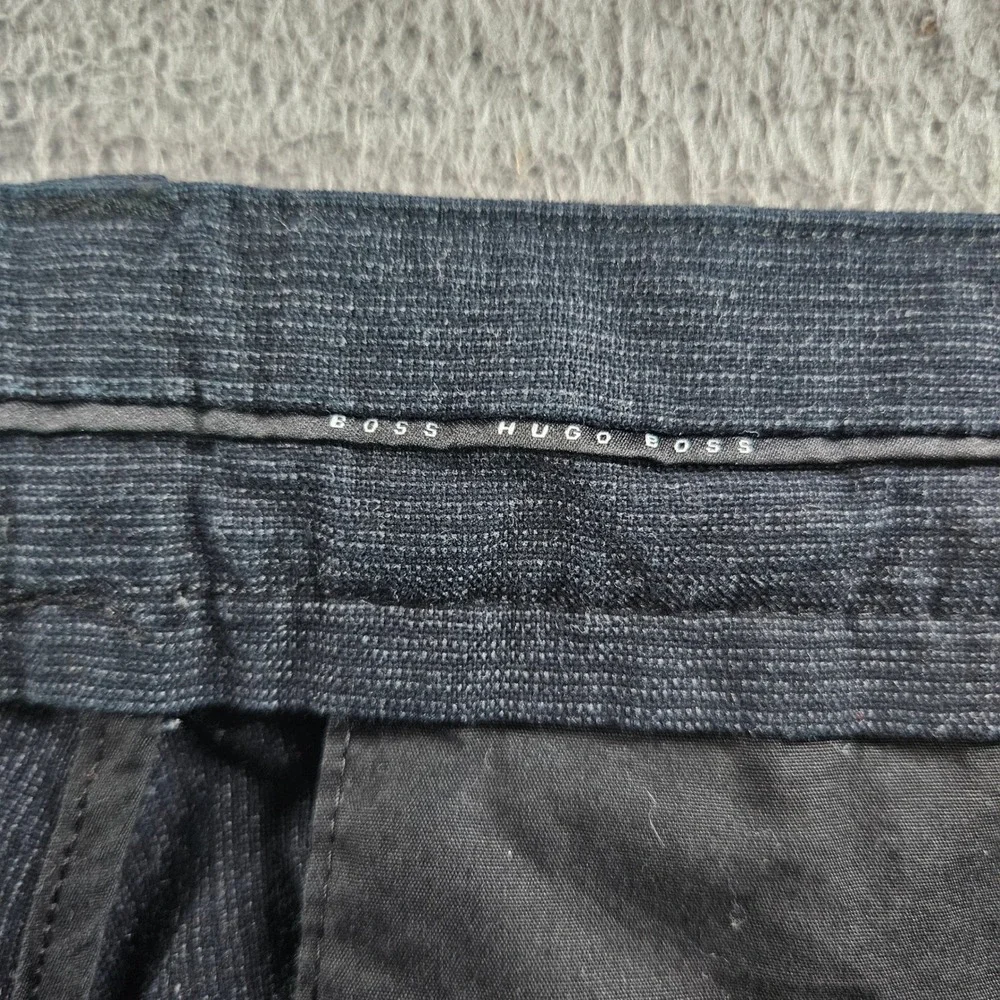 Hugo Boss Chuck Mens Charcoal Grey Textured Cotton Blend Dress Pants 54 36x30
